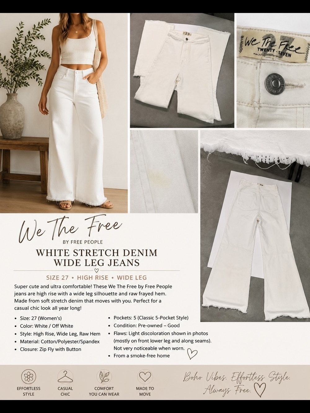 We The Free White High-Rise Wide Leg Jeans